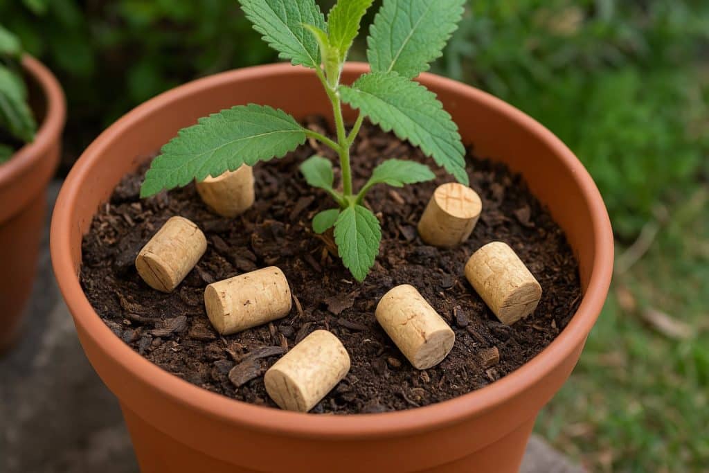 Wozu dienen Korken in Blumentöpfen und warum wird ihre Verwendung empfohlen?